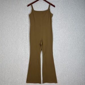 Aritzia Wilfred Free Brown Green Freestyle Kick Flare Jumpsuit Size Large